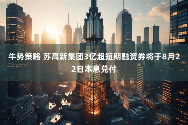 牛势策略 苏高新集团3亿超短期融资券将于8月22日本息兑付