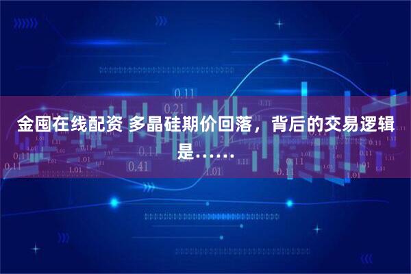 金囤在线配资 多晶硅期价回落，背后的交易逻辑是……